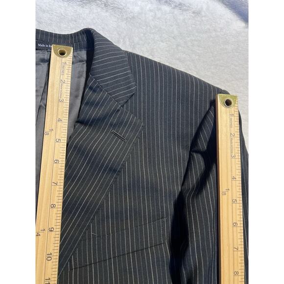 Ermenegildo Zegna 40R Black with Emerald Green Gray Dotted Stripe Blazer - Picture 14 of 16